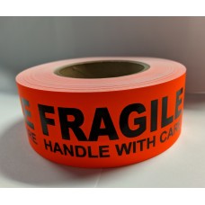 Label 2" x 5" FRAGILE HANDLE WITH CARE Fl.Red (500/rl)