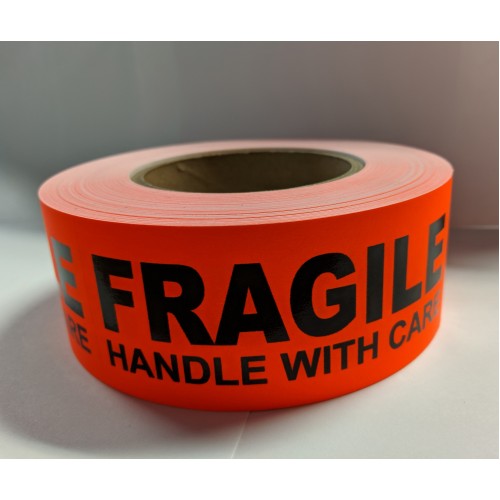 Label 2" x 5" FRAGILE HANDLE WITH CARE Fl.Red (500/rl)