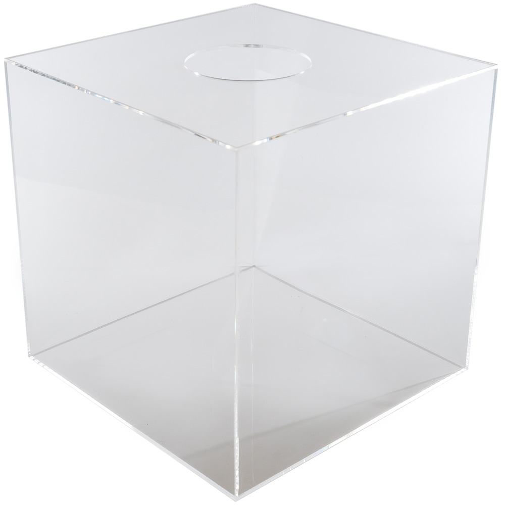 Pal Group » Draw Box 12" W x 12" D x 12" H, circular opening, 1/8" Acrylic